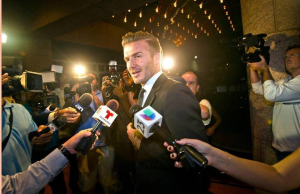 Soccer star David Beckham arrives for an event at the Adrienne Arsht Center in February 2014 (PHOTO CREDIT: PATRICK FARRELL, MIAMI HERALD STAFF)